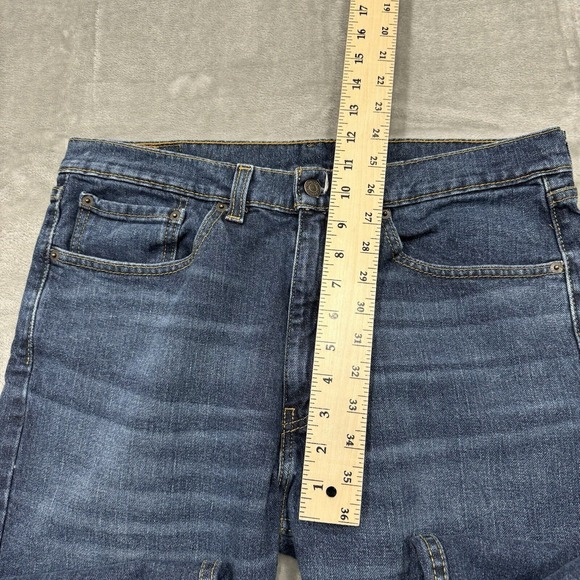 Levis Jeans Mens 34x34 Blue 505 Regular Fit Straight Leg Dark Wash Denim Work - Picture 4 of 9